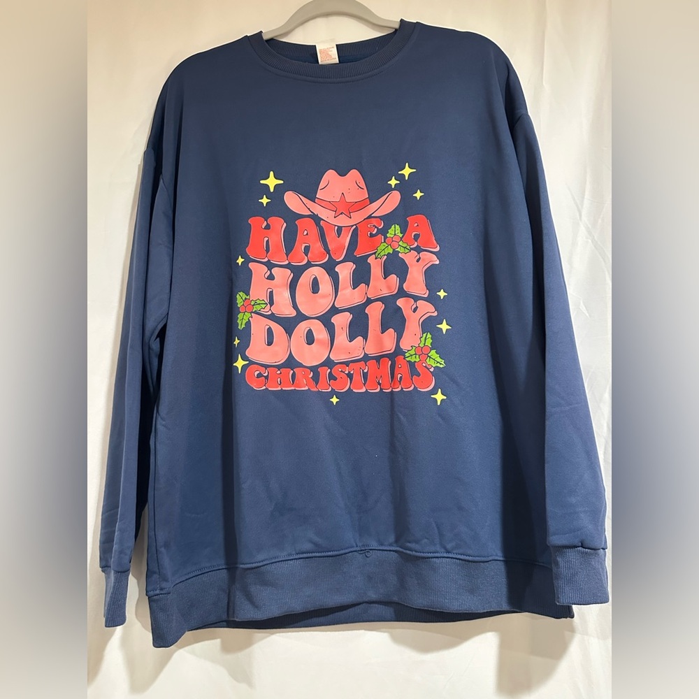 Navy 'Holly Dolly Christmas' Sweatshirt